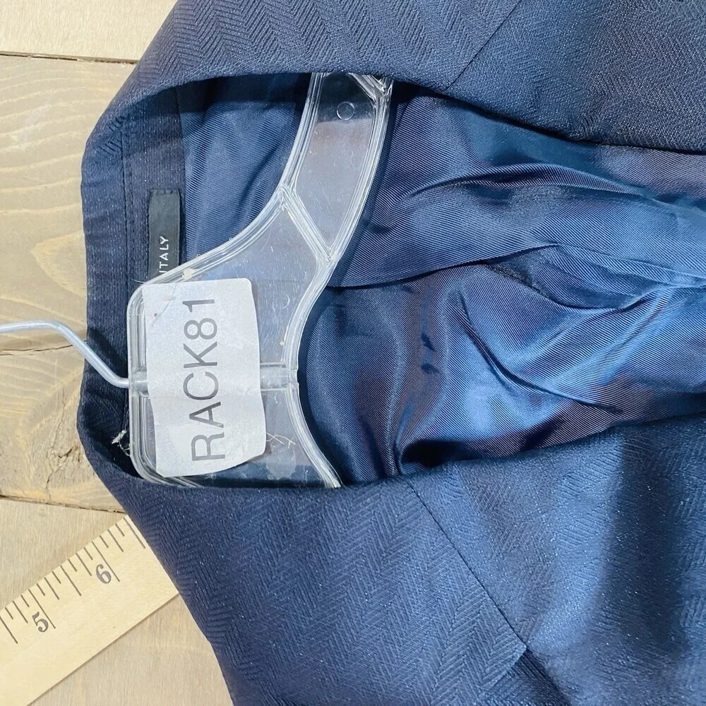 Armani Collezioni Men’s Navy Blue Suit Jacket Size 40 Italy Blazer Wool/Linen
